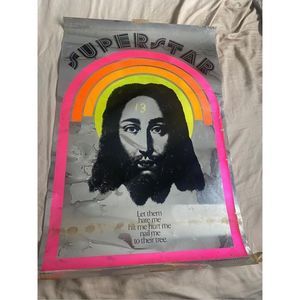 VINTAGE 1971 JESUS CHRIST SUPERSTAR FOIL THE FOUR POSTER PEOPLE BLACKLIGHT RETRO